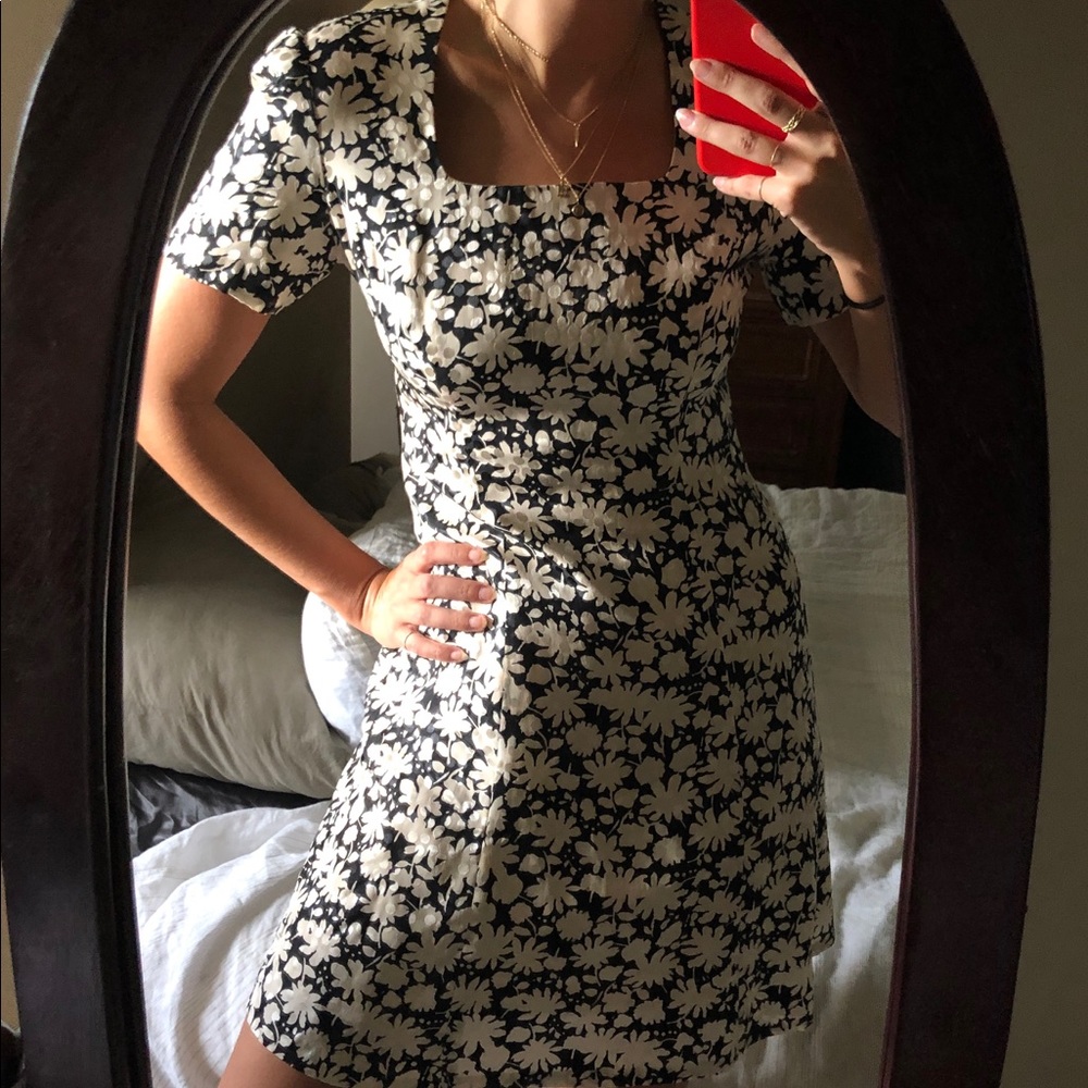 Vintage Floral 100% Silk Mini Dress